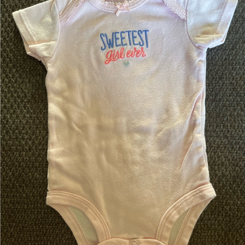 Carter's 3 Month Pink 'Sweetest Girl Ever' Bodysuit SS 🩷 EUC
